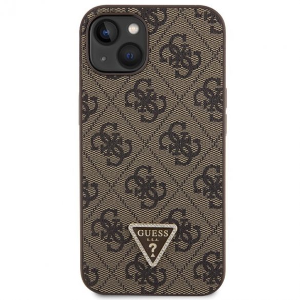 Guess GUHCP13MP4TDSCPW iPhone 13 / 14 / 15 6.1" husă rigidă maro/brązowy Crossbody 4G Metal Logo