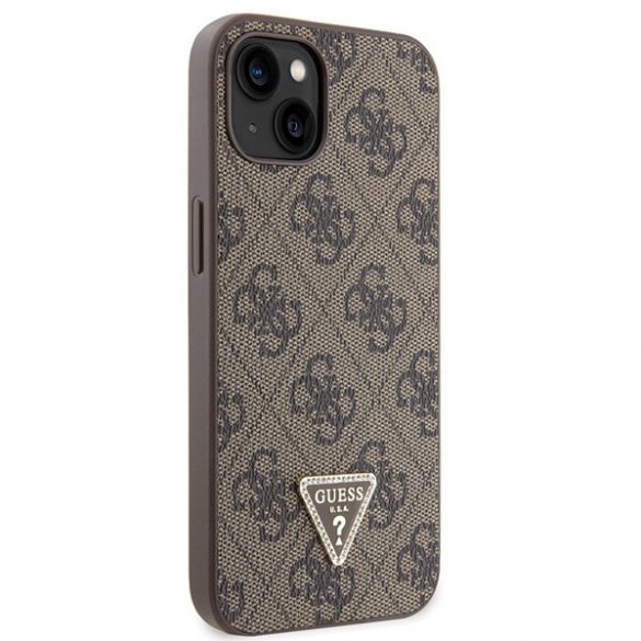 Guess GUHCP13MP4TDSCPW iPhone 13 / 14 / 15 6.1" husă rigidă maro/brązowy Crossbody 4G Metal Logo