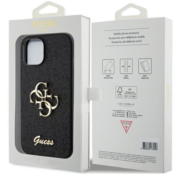 Guess GUHCP15SHG4SGK iPhone 15 / 14 / 13 6.1" negru / negru hard Husă Glitter Script Big 4G