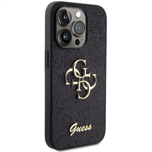 Guess GUHCP15LHG4SGK iPhone 15 Pro 6.1 carcasă rigidă/neagră Glitter Script Big 4G"