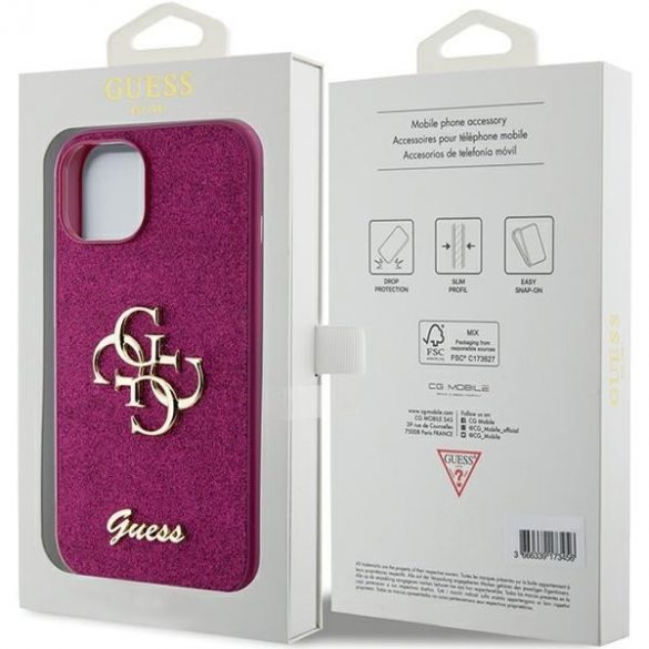 Guess GUHCP15SHG4SGU iPhone 15 / 14 / 13 6.1" violet /violet hard Husă Glitter Script Big 4G