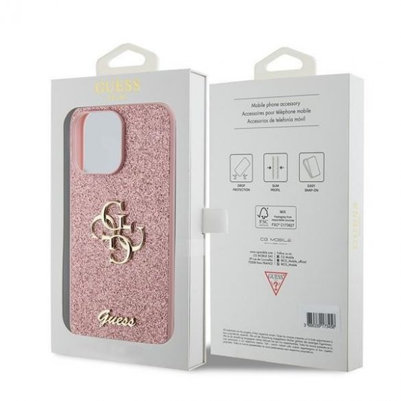 Guess GUHCP15LHG4SGP iPhone 15 Pro 6.1 roz/roz hard Husă Glitter Script Big 4G"