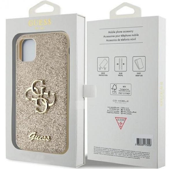 Guess GUHCN61HG4SGD iPhone 11 / Xr 6,1 złoty/husă rigidă aurie Glitter Script Big 4G"