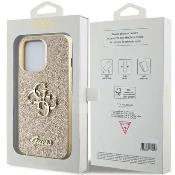 Guess GUHCP13LHG4SGD iPhone 13 Pro / 13 6.1 gold/gold hard Husă Glitter Script Big 4G"