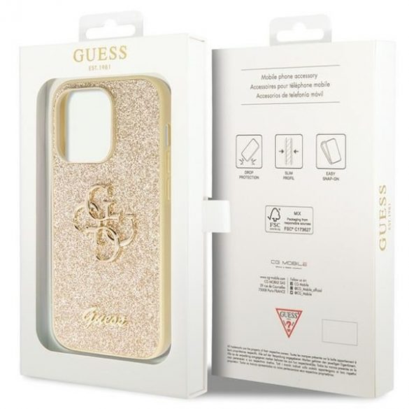 Guess GUHCP14LHG4SGD iPhone 14 Pro 6.1 gold/gold hard Husă Glitter Script Big 4G"