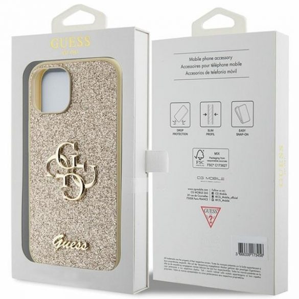 Guess GUHCP15SHG4SGD iPhone 15 / 14 / 13 6,1" złoty/aurie hardcase Glitter Script Big 4G