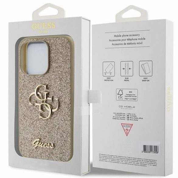 Guess GUHCP15LHG4SGD iPhone 15 Pro 6,1 zloty/husă rigidă aurie Glitter Script Big 4G"