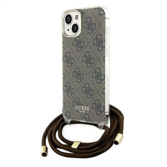 Guess GUHCP15SHC4SEW iPhone 15 / 14 / 13 6.1 brązowy/maro husă rigidă Crossbody Cord 4G Print"