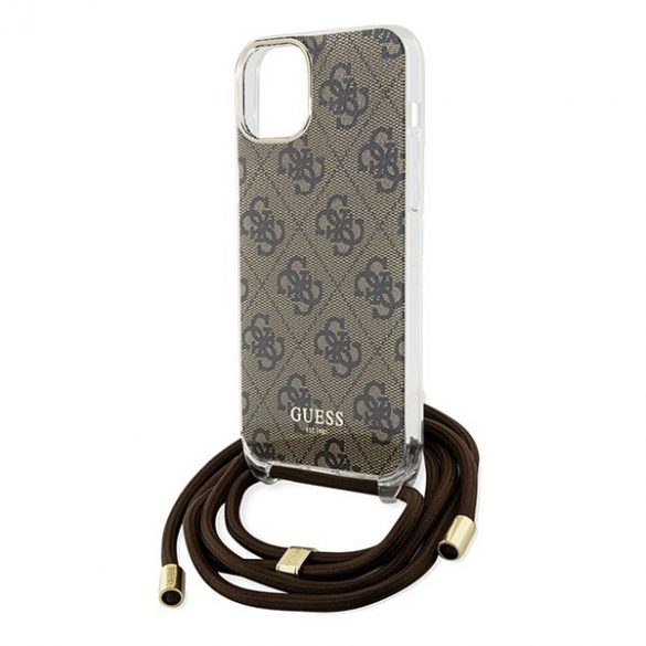 Guess GUHCP15SHC4SEW iPhone 15 / 14 / 13 6.1 brązowy/maro husă rigidă Crossbody Cord 4G Print"