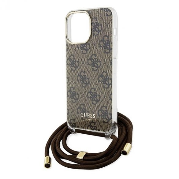 Guess GUHCP15LHC4SEW iPhone 15 Pro 6.1 brązowy/maro husă rigidă Crossbody Cord 4G Print"