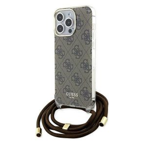 Guess GUHCP15XHC4SEW iPhone 15 Pro Max 6.7 brązowy/maro husă rigidă Crossbody Cord 4G Print"