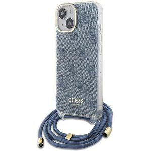 Guess GUHCP15SHC4SEB iPhone 15 / 14 / 13 6.1 niebieski/carcasă rigidă albastră Crossbody Cord 4G Print"