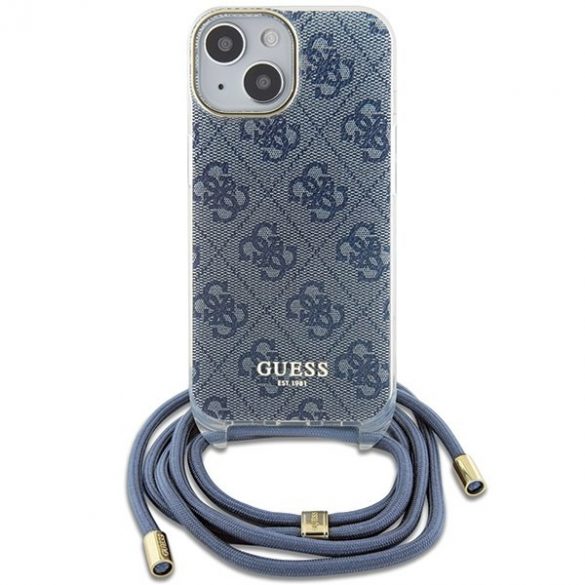 Guess GUHCP15SHC4SEB iPhone 15 / 14 / 13 6.1 niebieski/carcasă rigidă albastră Crossbody Cord 4G Print"