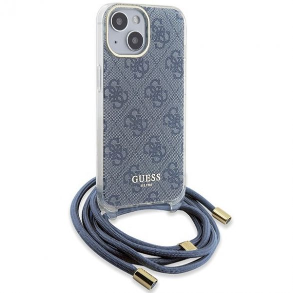 Guess GUHCP15SHC4SEB iPhone 15 / 14 / 13 6.1 niebieski/carcasă rigidă albastră Crossbody Cord 4G Print"