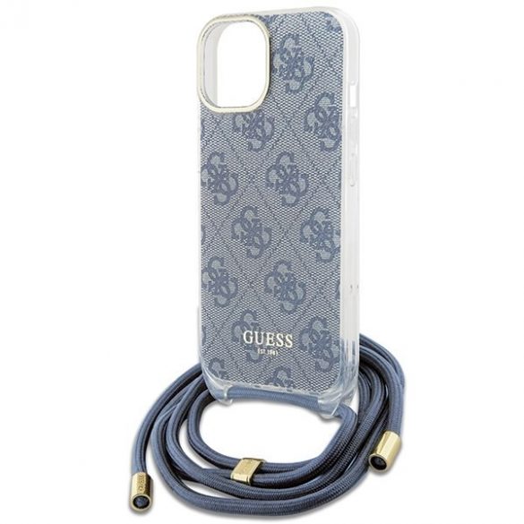 Guess GUHCP15SHC4SEB iPhone 15 / 14 / 13 6.1 niebieski/carcasă rigidă albastră Crossbody Cord 4G Print"