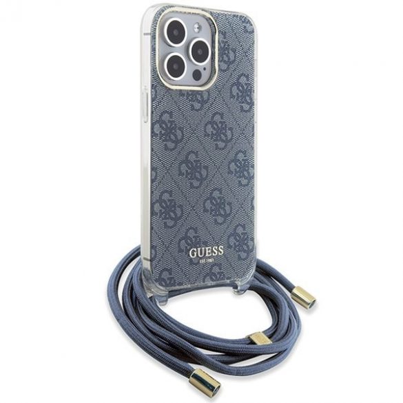 Guess GUHCP15LHC4SEB iPhone 15 Pro 6.1 niebieski/albastru hardcase Cord Crossbody 4G Print"