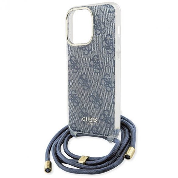 Guess GUHCP15LHC4SEB iPhone 15 Pro 6.1 niebieski/albastru hardcase Cord Crossbody 4G Print"