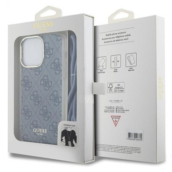 Guess GUHCP15XHC4SEB iPhone 15 Pro Max 6.7 niebieski/carcasă rigidă albastră Cord pentru corp de mână 4G Print"