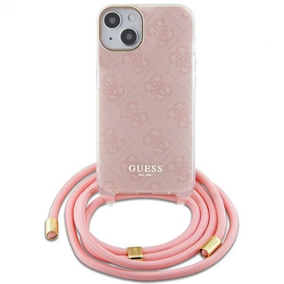 Guess GUHCP15SHC4SEP iPhone 15 / 14 / 13 6.1 rożowy/roz husă rigidă Crossbody Cord 4G Print"