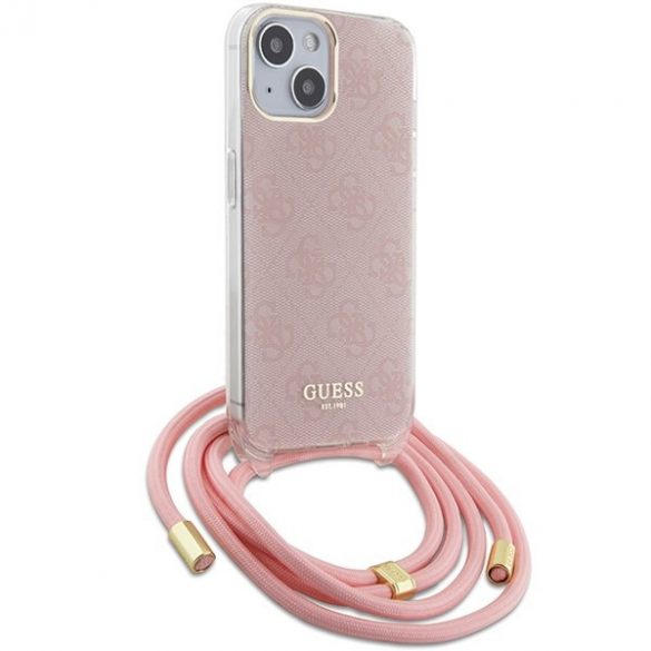 Guess GUHCP15SHC4SEP iPhone 15 / 14 / 13 6.1 rożowy/roz husă rigidă Crossbody Cord 4G Print"