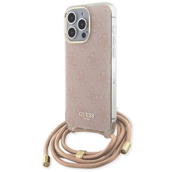 Guess GUHCP15LHC4SEP iPhone 15 Pro 6.1 rożowy/roz husă rigidă Crossbody Cord 4G Print"