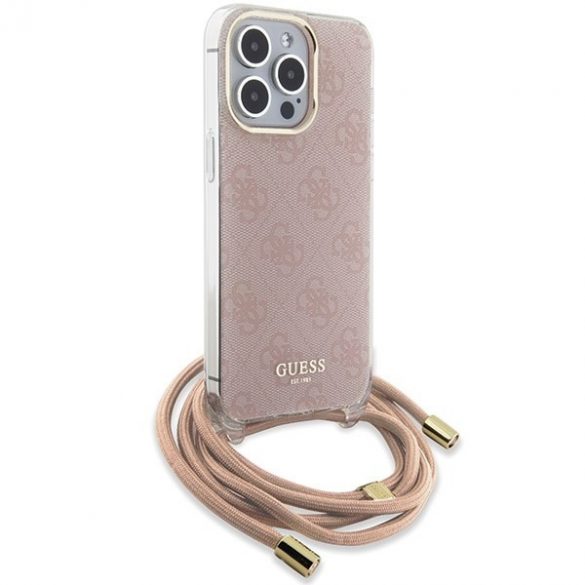 Guess GUHCP15LHC4SEP iPhone 15 Pro 6.1 rożowy/roz husă rigidă Crossbody Cord 4G Print"