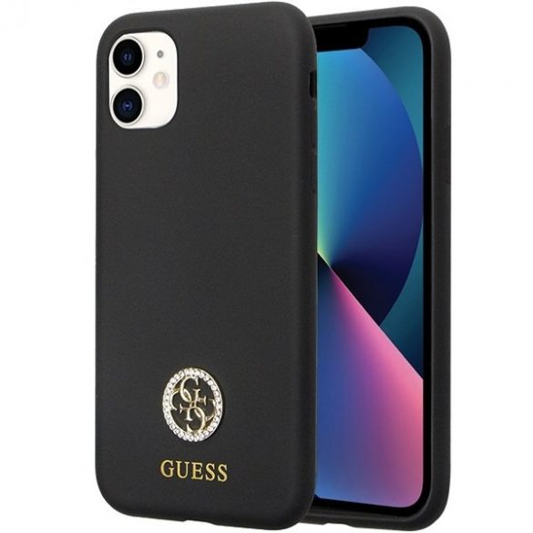 Husă rigidă Guess GUHCN614DGPK pentru iPhone 11 / Xr 6.1 czarny/negru Silicon Logo Strass 4G"