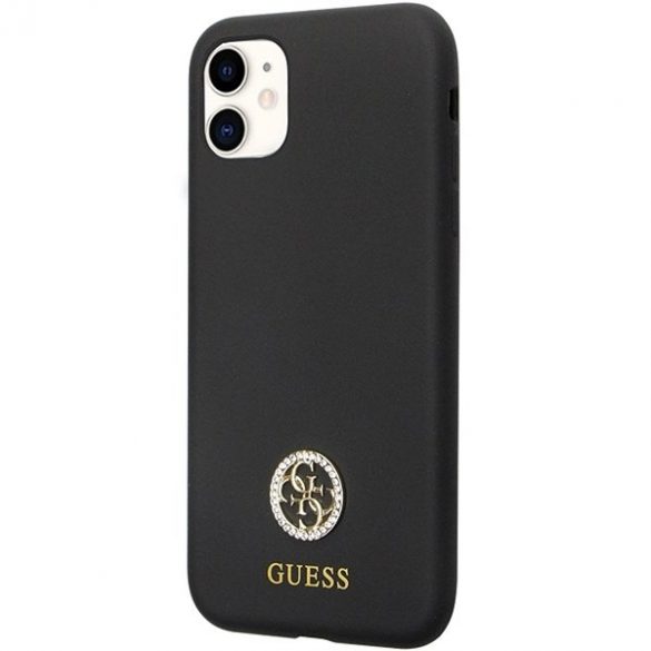 Husă rigidă Guess GUHCN614DGPK pentru iPhone 11 / Xr 6.1 czarny/negru Silicon Logo Strass 4G"