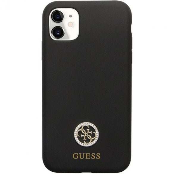 Husă rigidă Guess GUHCN614DGPK pentru iPhone 11 / Xr 6.1 czarny/negru Silicon Logo Strass 4G"