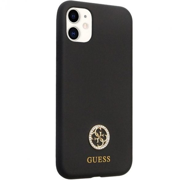 Husă rigidă Guess GUHCN614DGPK pentru iPhone 11 / Xr 6.1 czarny/negru Silicon Logo Strass 4G"