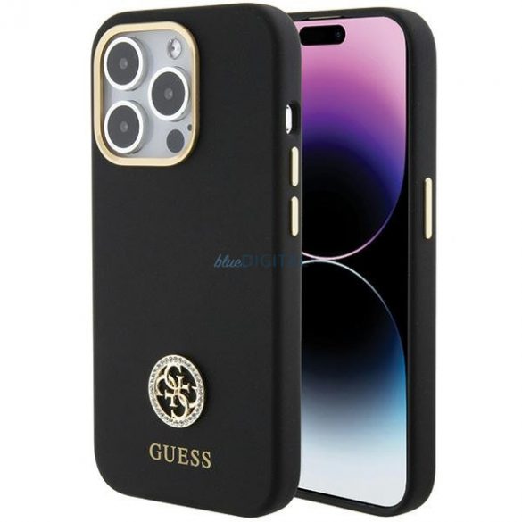 Guess GUHCP15LM4DGPK iPhone 15 Pro 6.1 carcasă rigidă/neagră Silicone Logo Strass 4G"