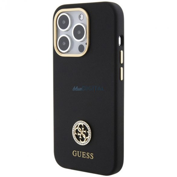 Guess GUHCP15LM4DGPK iPhone 15 Pro 6.1 carcasă rigidă/neagră Silicone Logo Strass 4G"