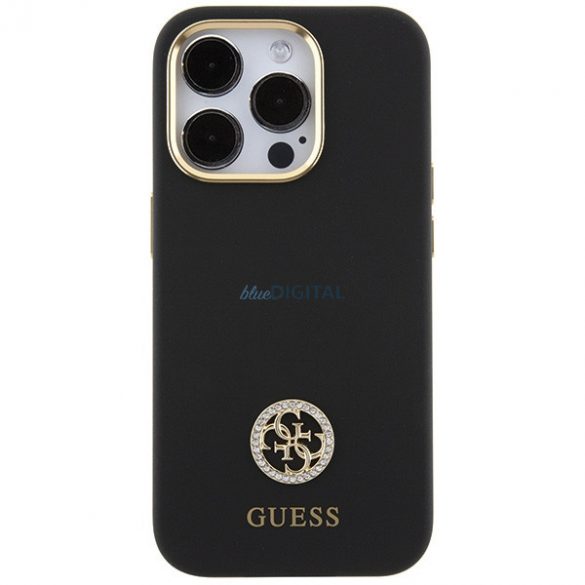 Guess GUHCP15LM4DGPK iPhone 15 Pro 6.1 carcasă rigidă/neagră Silicone Logo Strass 4G"