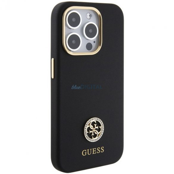 Guess GUHCP15LM4DGPK iPhone 15 Pro 6.1 carcasă rigidă/neagră Silicone Logo Strass 4G"