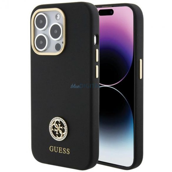 Guess GUHCP15XM4DGPK iPhone 15 Pro Max 6.7 carcasă rigidă/neagră Silicone Logo Strass 4G"