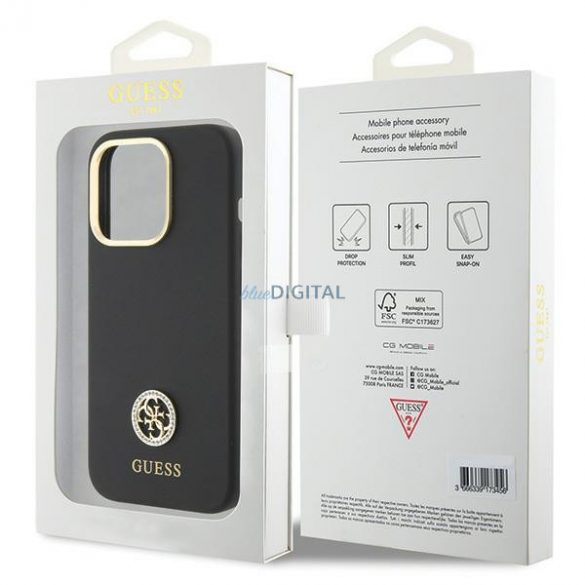 Guess GUHCP15XM4DGPK iPhone 15 Pro Max 6.7 carcasă rigidă/neagră Silicone Logo Strass 4G"