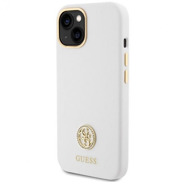 Guess GUHCP15SM4DGPH iPhone 15 / 14 / 13 6.1" alb/alb  hard Husă Silicone Logo Strass 4G