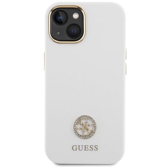 Guess GUHCP15SM4DGPH iPhone 15 / 14 / 13 6.1" alb/alb  hard Husă Silicone Logo Strass 4G