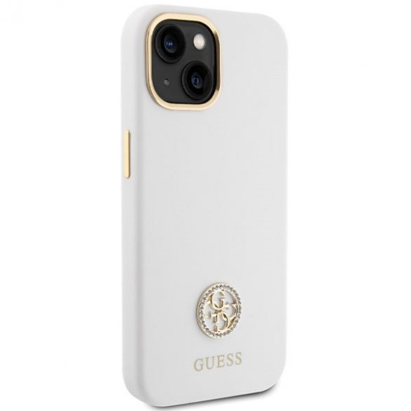 Guess GUHCP15SM4DGPH iPhone 15 / 14 / 13 6.1" alb/alb  hard Husă Silicone Logo Strass 4G