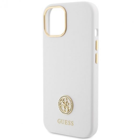 Guess GUHCP15SM4DGPH iPhone 15 / 14 / 13 6.1" alb/alb  hard Husă Silicone Logo Strass 4G