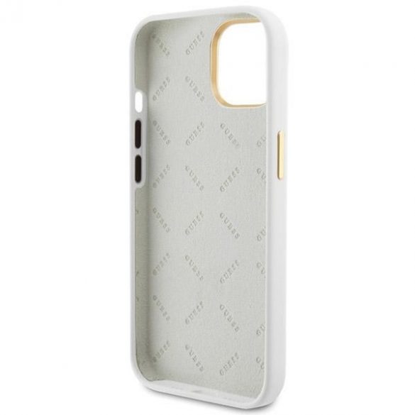 Guess GUHCP15SM4DGPH iPhone 15 / 14 / 13 6.1" alb/alb  hard Husă Silicone Logo Strass 4G