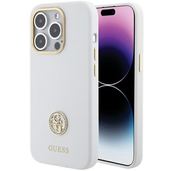 Guess GUHCP15XM4DGPH iPhone 15 Pro Max 6.7 alb/alb  hard Husă Silicone Logo Strass 4G"