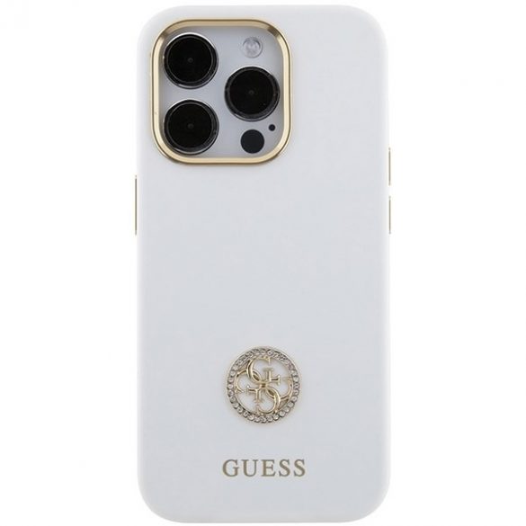 Guess GUHCP15XM4DGPH iPhone 15 Pro Max 6.7 alb/alb  hard Husă Silicone Logo Strass 4G"