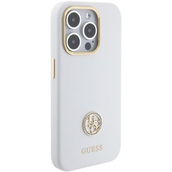 Guess GUHCP15XM4DGPH iPhone 15 Pro Max 6.7 alb/alb  hard Husă Silicone Logo Strass 4G"