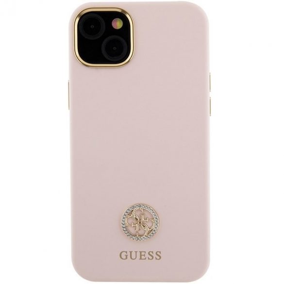 Guess GUHCP15SM4DGPP iPhone 15 / 14 / 13 6.1" jasnoróżowy/roz husă rigidă Silicone Logo Strass 4G