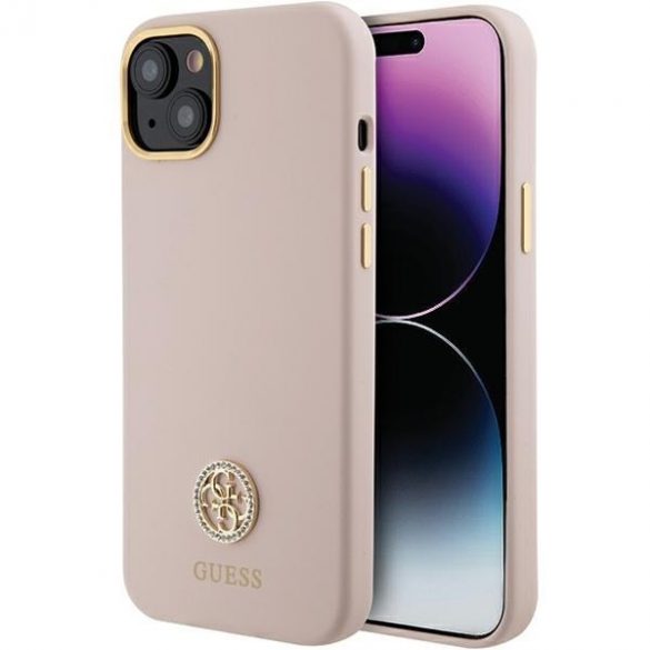 Guess GUHCP15M4DGPP iPhone 15 Plus / 14 Plus 6.7" roz deschis/roz hard Husă Silicone Logo Strass 4G