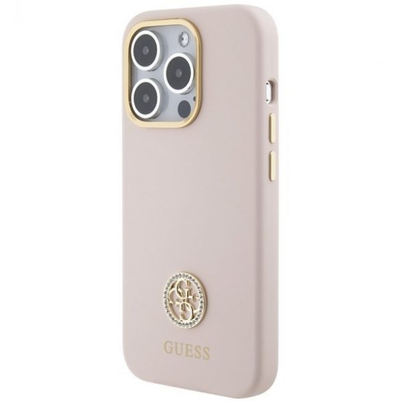 Guess GUHCP15LM4DGPP iPhone 15 Pro 6.1 husă rigidă jasnoróżowy/roz Silicon Logo Strass 4G"