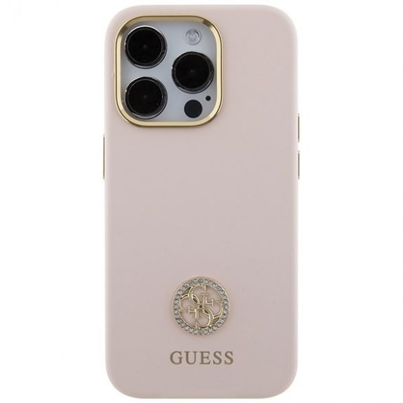 Guess GUHCP15LM4DGPP iPhone 15 Pro 6.1 husă rigidă jasnoróżowy/roz Silicon Logo Strass 4G"