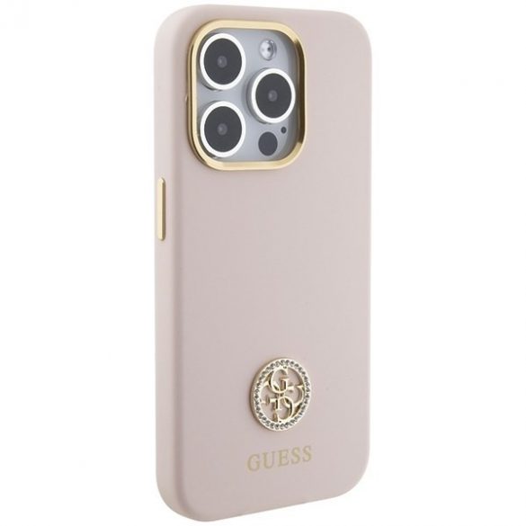 Guess GUHCP15LM4DGPP iPhone 15 Pro 6.1 husă rigidă jasnoróżowy/roz Silicon Logo Strass 4G"