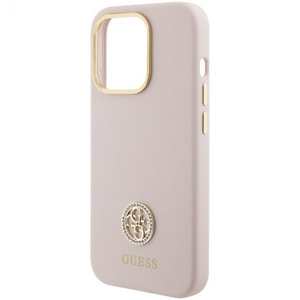 Guess GUHCP15LM4DGPP iPhone 15 Pro 6.1 husă rigidă jasnoróżowy/roz Silicon Logo Strass 4G"